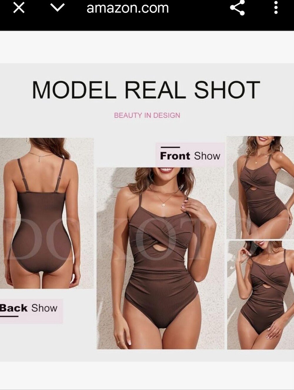 Sexy Twist Front One-Piece Swimsuit - Brown